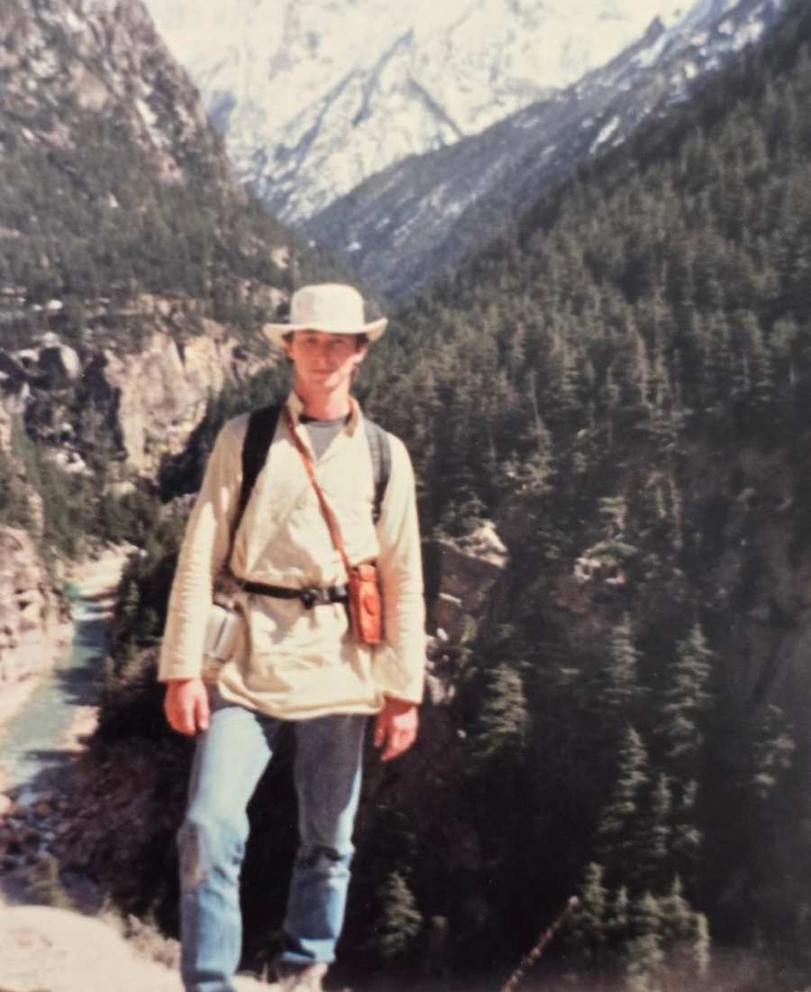Young Todd on a mountain path near Rishikesh, India